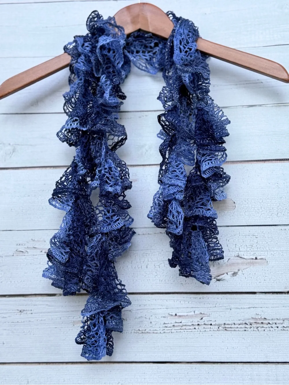 Open-Knit Ruffle Accent Fashion Scarf